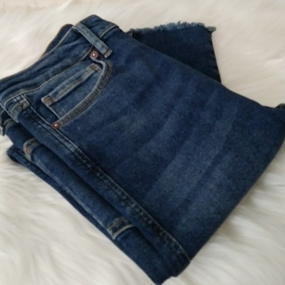 Jeans We the Free People High Rise  Frayed Hems Blue Jeans Size 28 - Picture 15 of 16